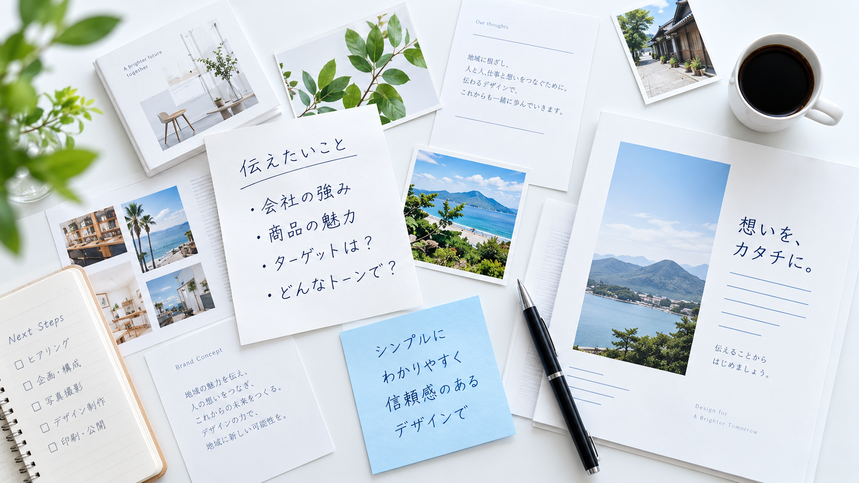 伝えたい内容を整理しながら印刷物を考える制作イメージ